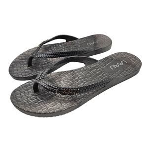Lavau Womens Sz 10 Flip Flop Sandals Silver Gray